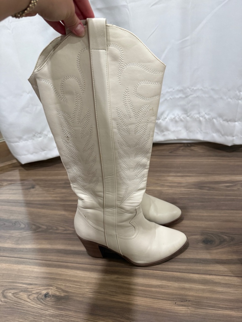 Women’s Ivory Western Knee-High Leather Boots